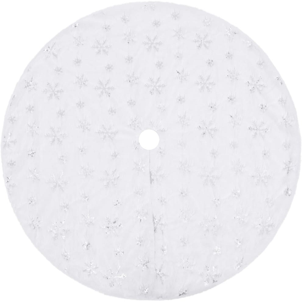 vidaXL Luxury Christmas Tree Skirt White 48" Faux