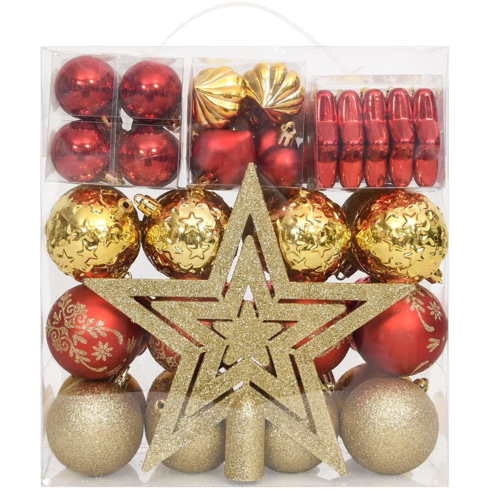 vidaXL 70 Piece Christmas Bauble Set Gold and Red