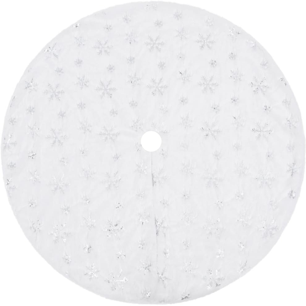 vidaXL Luxury Christmas Tree Skirt White 59.1" Faux