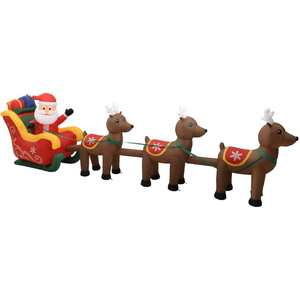 vidaXL Christmas Inflatable Santa and Reindeer Decoration LED 192.9"