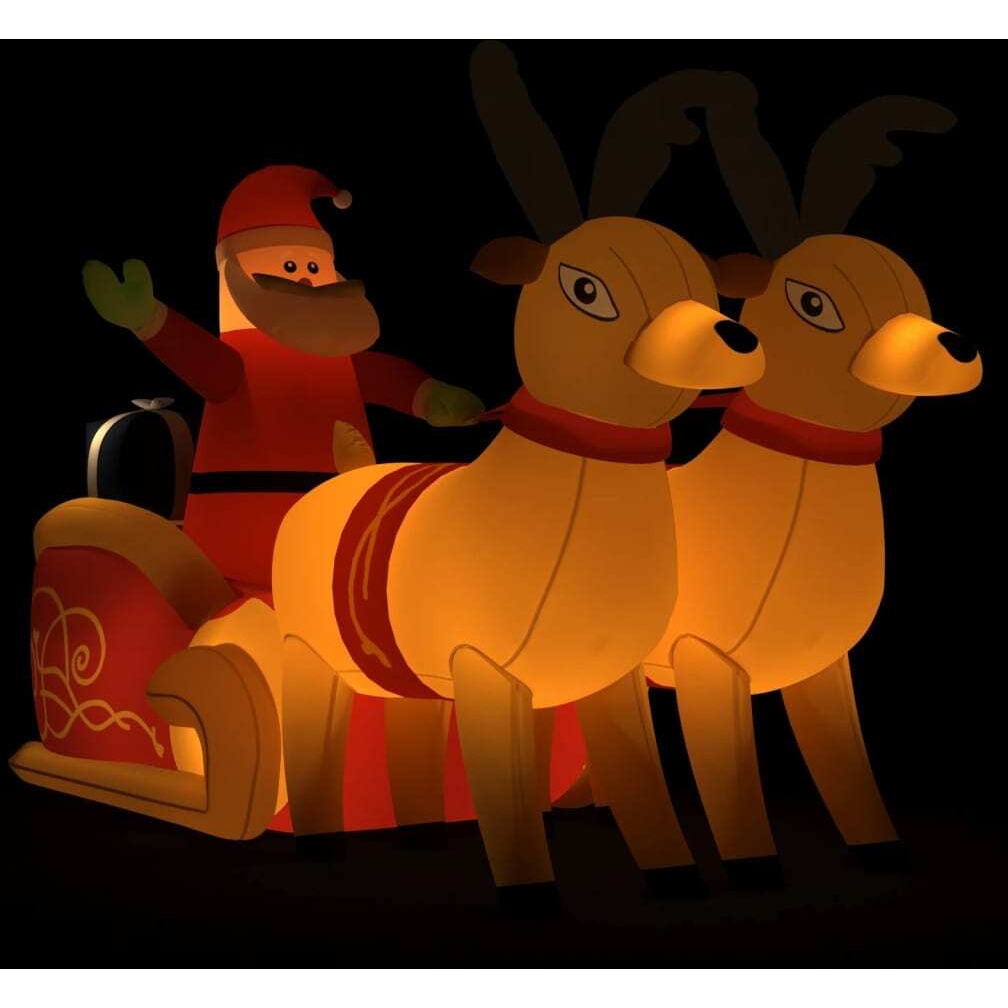vidaXL Christmas Inflatable Santa and Reindeer Decoration LED 51.2"