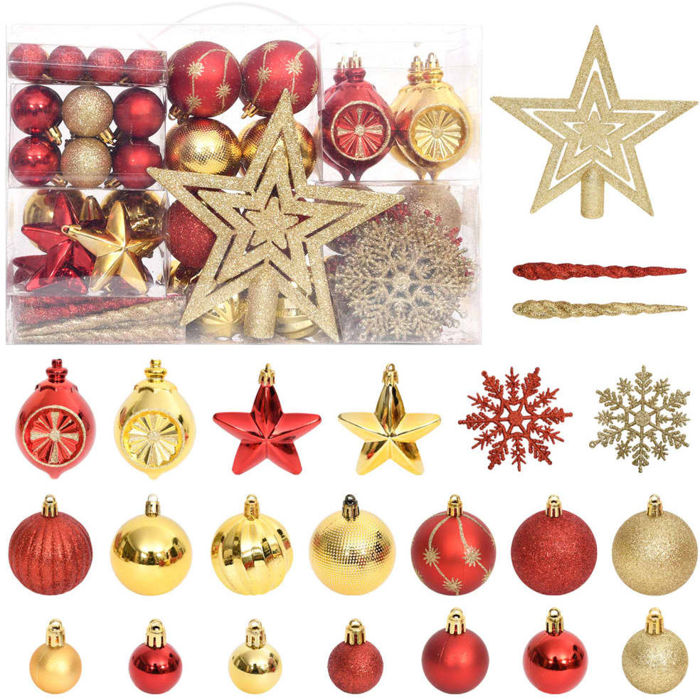 vidaXL 108 Piece Christmas Bauble Set Gold and Red