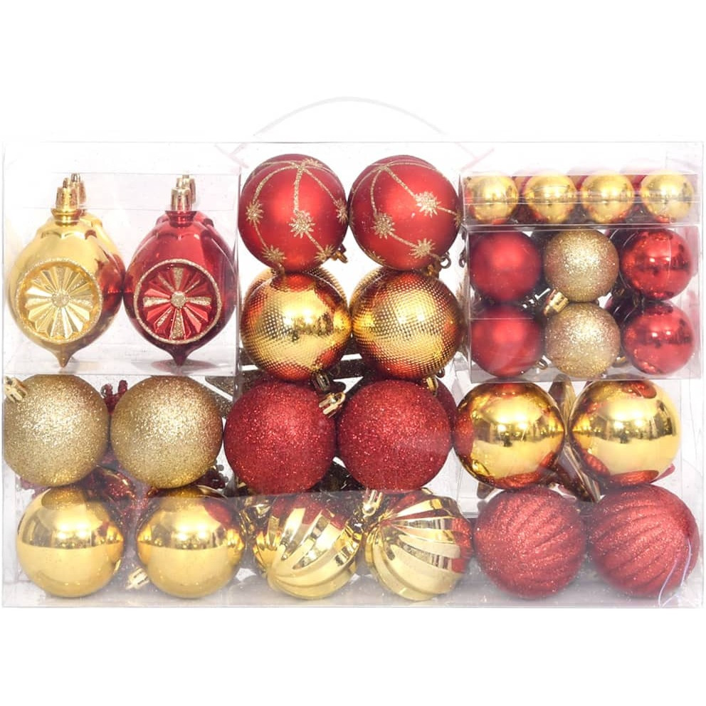 vidaXL 108 Piece Christmas Bauble Set Gold and Red