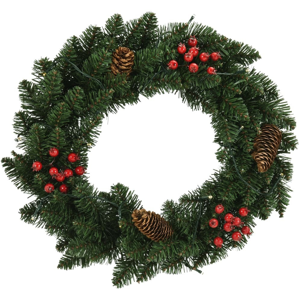 vidaXL Christmas Wreaths 2 pcs with Decoration Green 1 ft