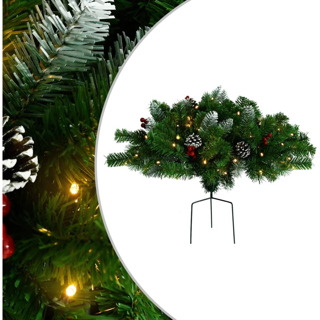 vidaXL Artificial Pathway Christmas Tree with LEDs Green 15.7" PVC