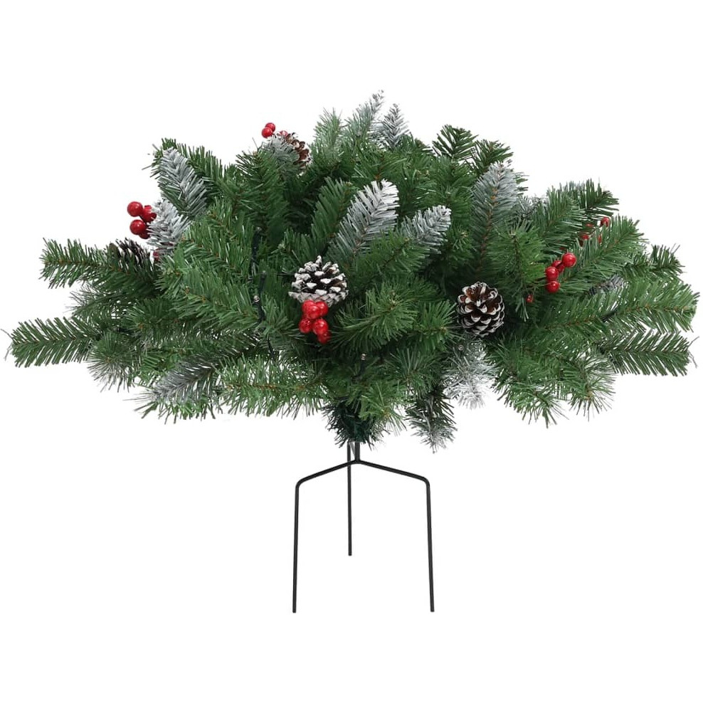 vidaXL Artificial Pathway Christmas Tree with LEDs Green 15.7" PVC