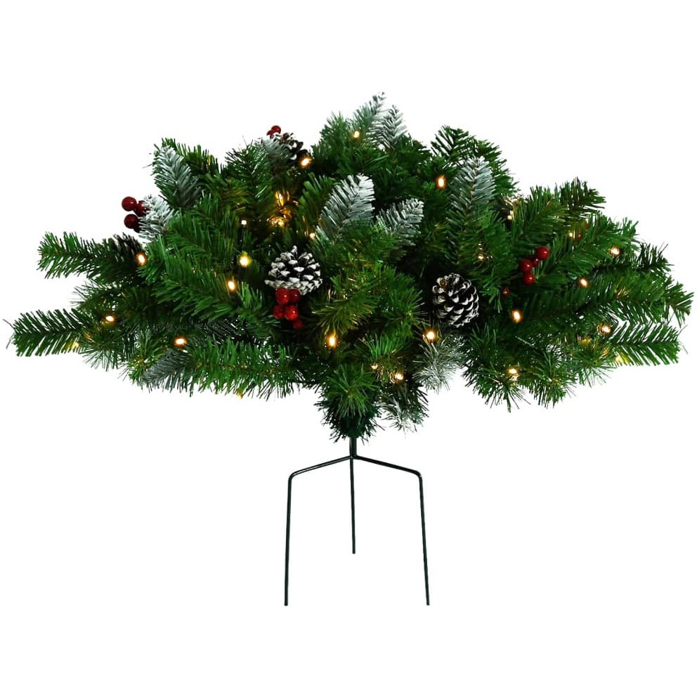 vidaXL Artificial Pathway Christmas Tree with LEDs Green 15.7" PVC