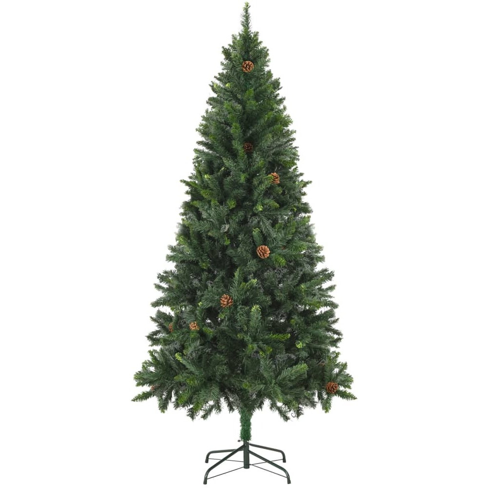 vidaXL Artificial Christmas Tree with Pine Cones Green 6 ft