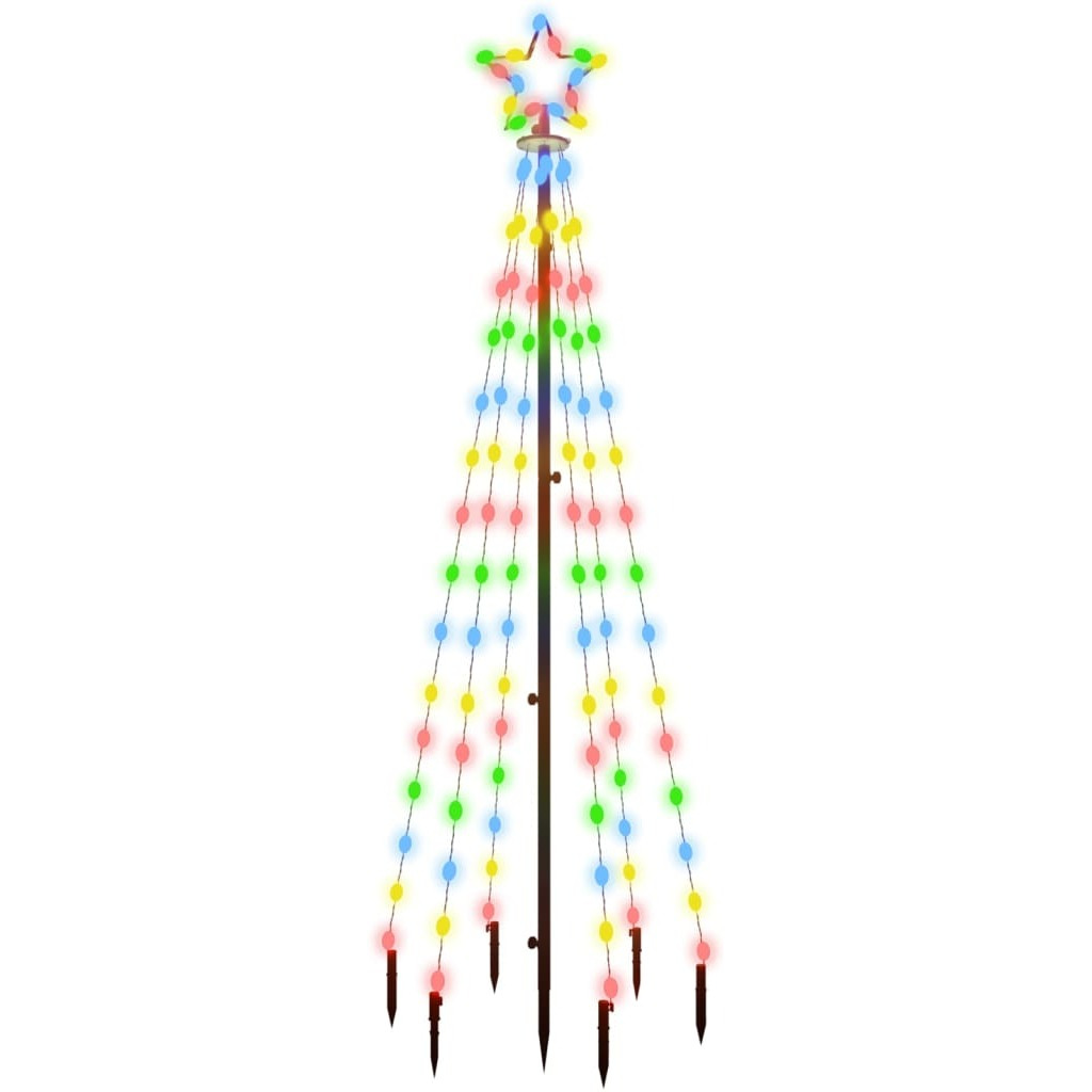 vidaXL Christmas Tree with Spike Colorful 108 LEDs 6 ft