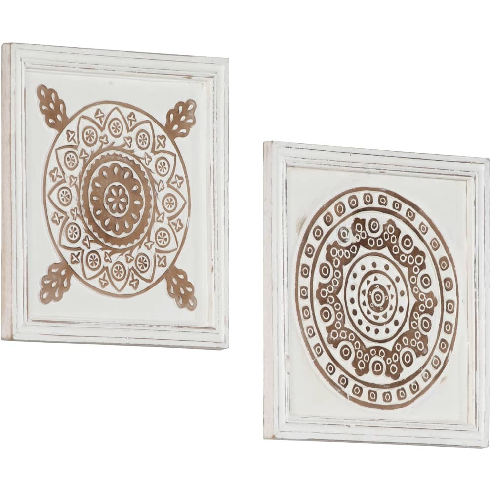 vidaXL Hand-Carved Wall Panels 2 pcs MDF 15.7&quotx15.7&quotx0.6"