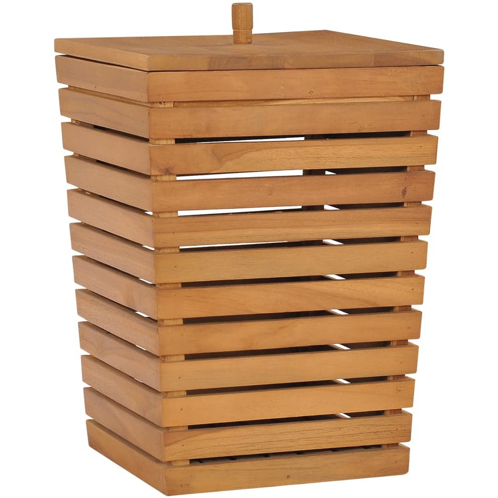 vidaXL Laundry Basket 11.8&quotx11.8&quotx17.7" Solid Teak Wood