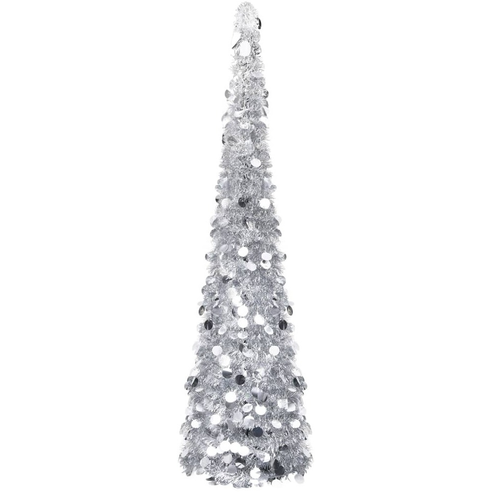 vidaXL Pop-up Artificial Christmas Tree Silver 6 ft PET