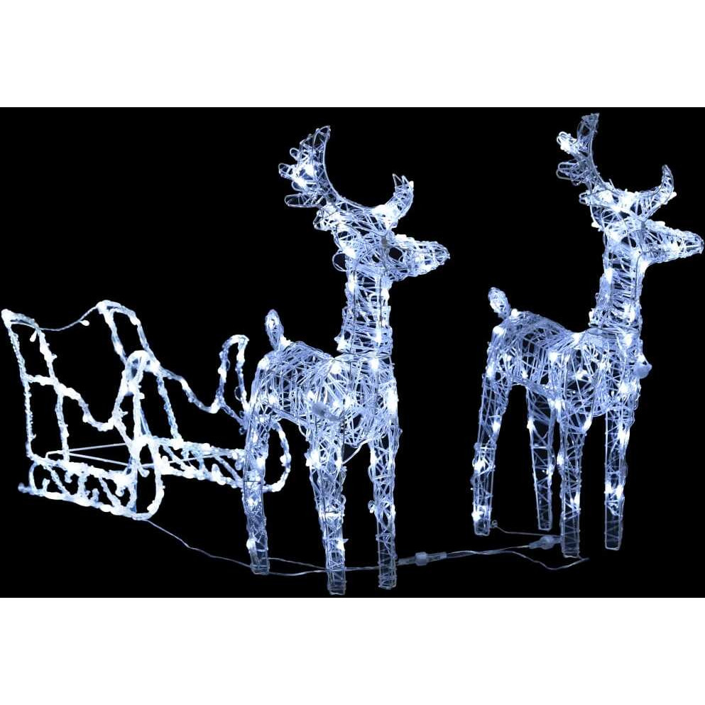 vidaXL Reindeers & Sleigh Christmas Decoration 240 LEDs Acrylic
