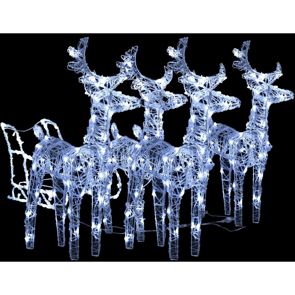 vidaXL Reindeers & Sleigh Christmas Decoration 240 LEDs Acrylic