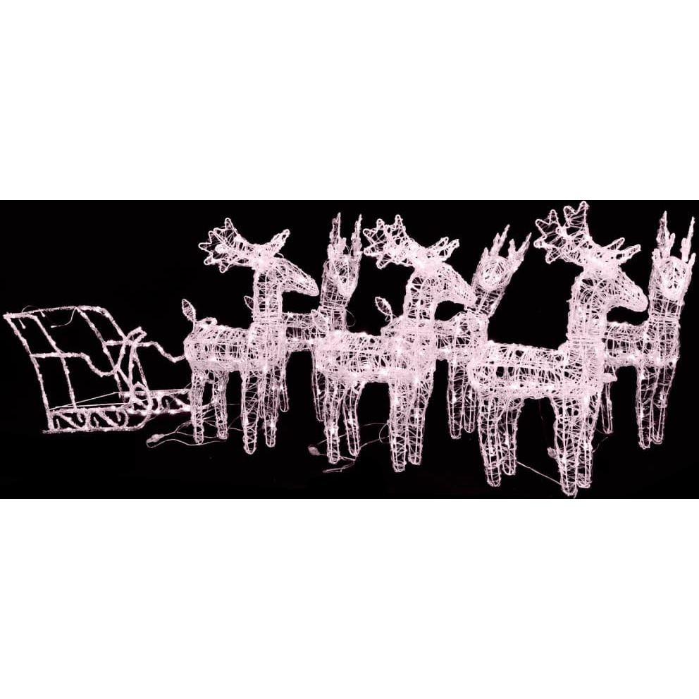 vidaXL Reindeers & Sleigh Christmas Decoration 320 LEDs Acrylic