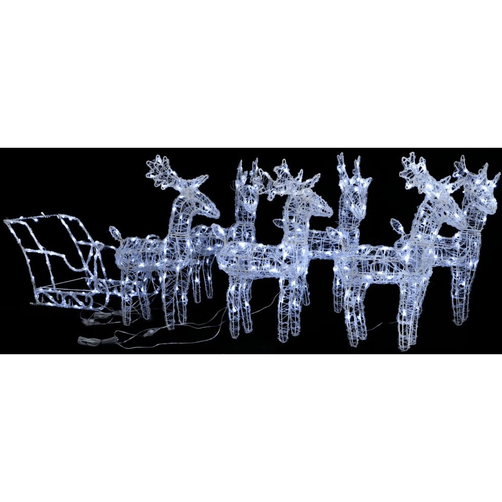 vidaXL Reindeers & Sleigh Christmas Decoration 320 LEDs Acrylic