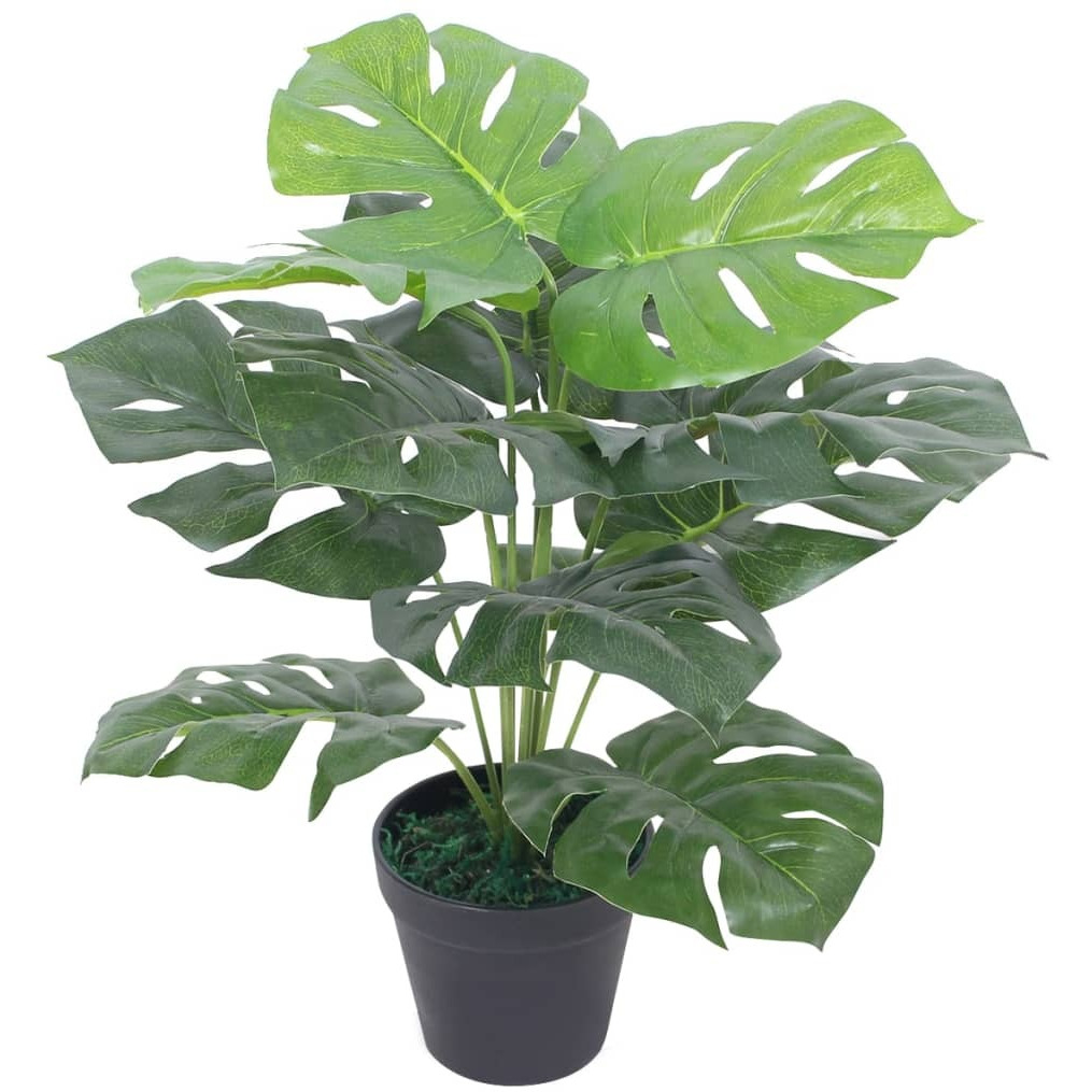 vidaXL Artificial Monstera Plant with Pot 17.7" Green