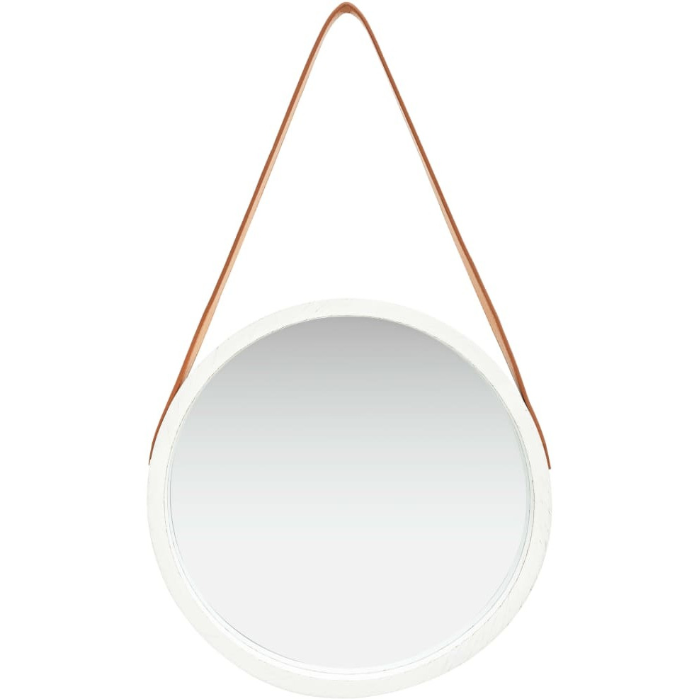 vidaXL Wall Mirror with Strap 15.7" White