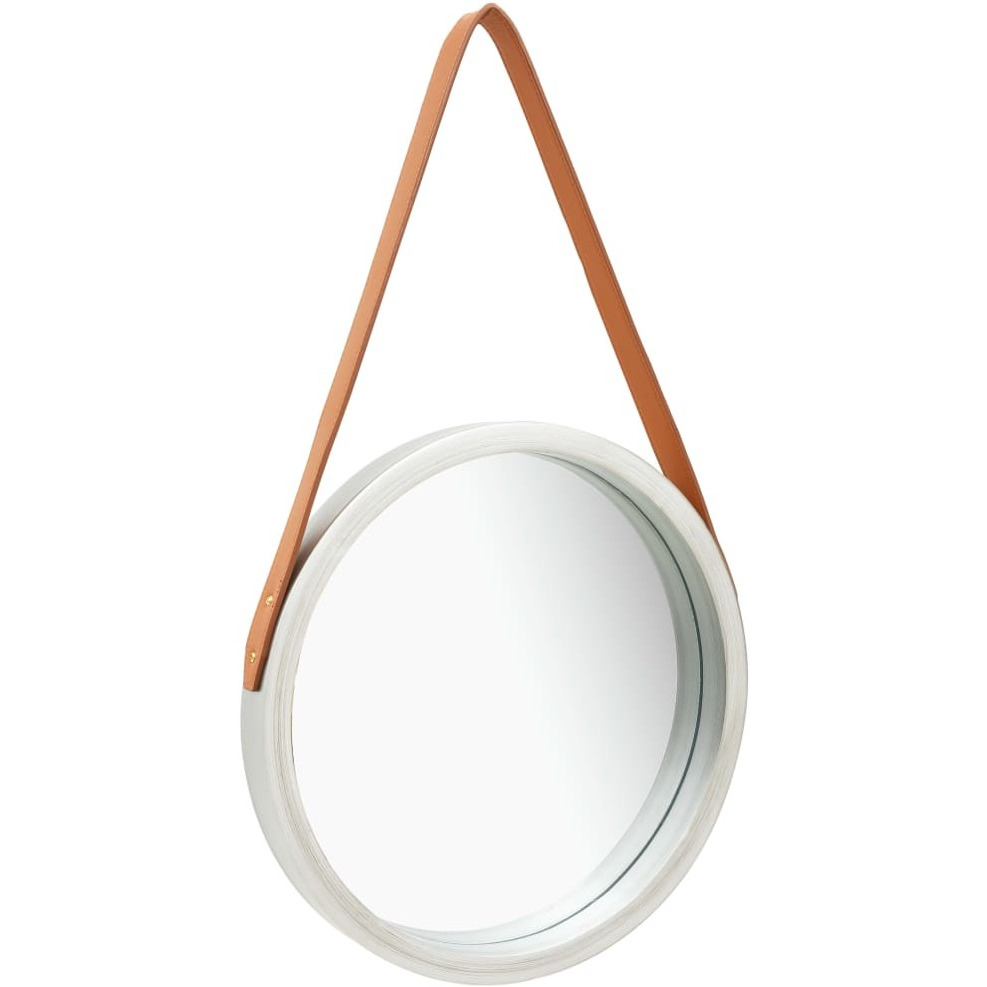 vidaXL Wall Mirror with Strap 15.7" Silver