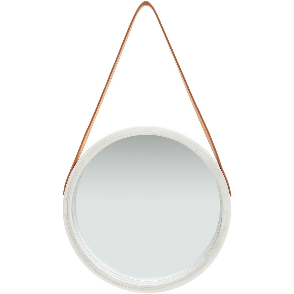 vidaXL Wall Mirror with Strap 15.7" Silver