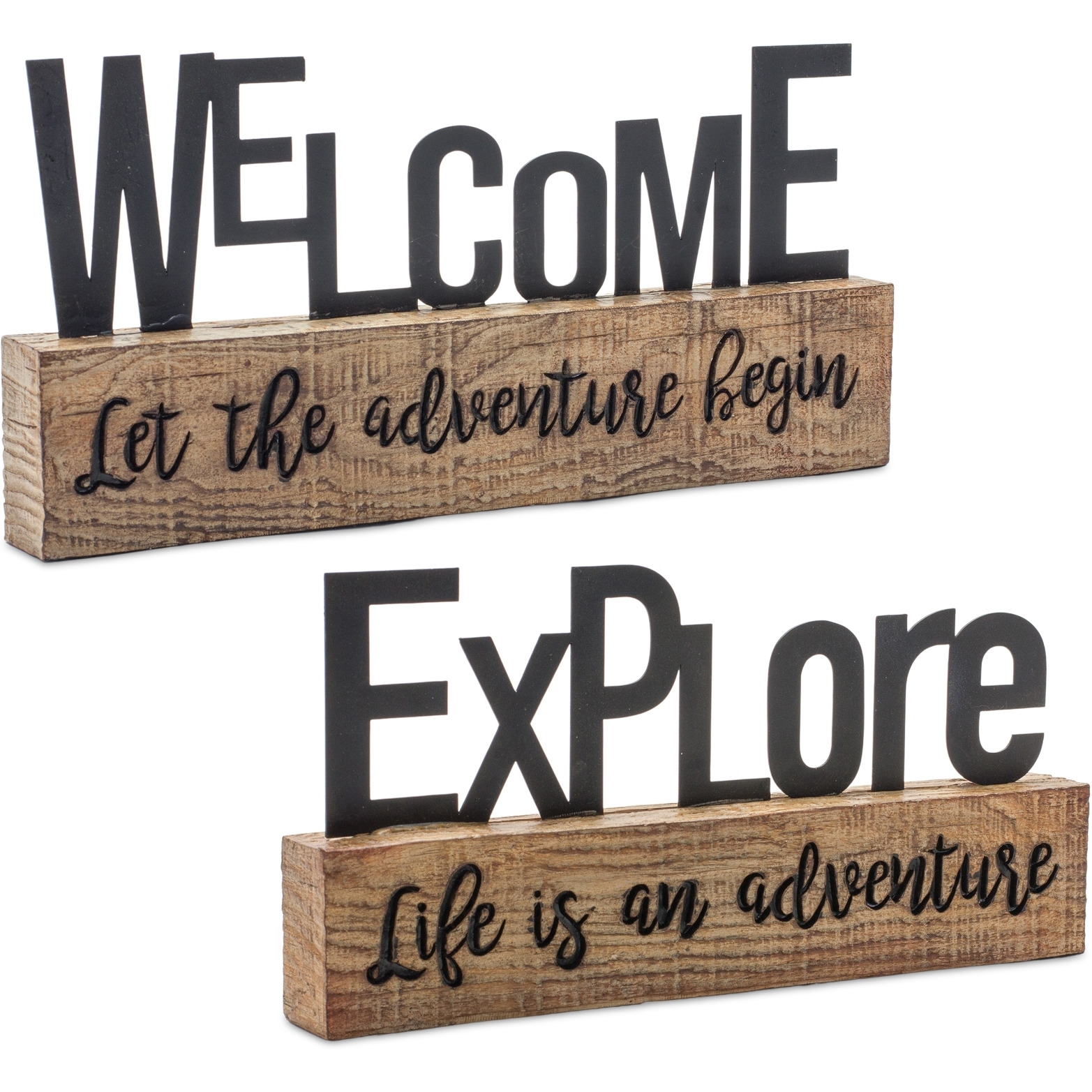 Explore and Welcome Sign (Set of 2)