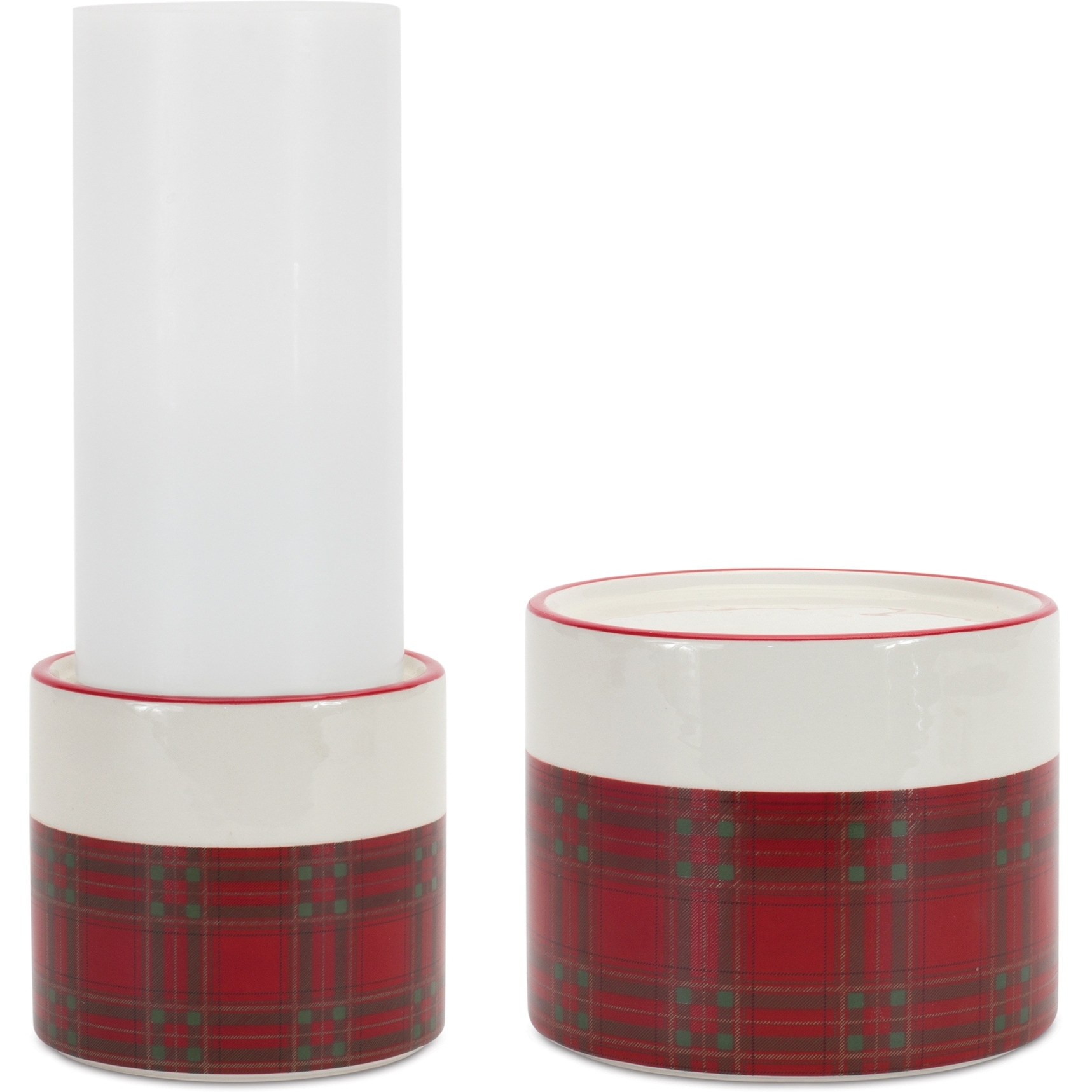 Ceramic Plaid Candle Holder (Set of 2)