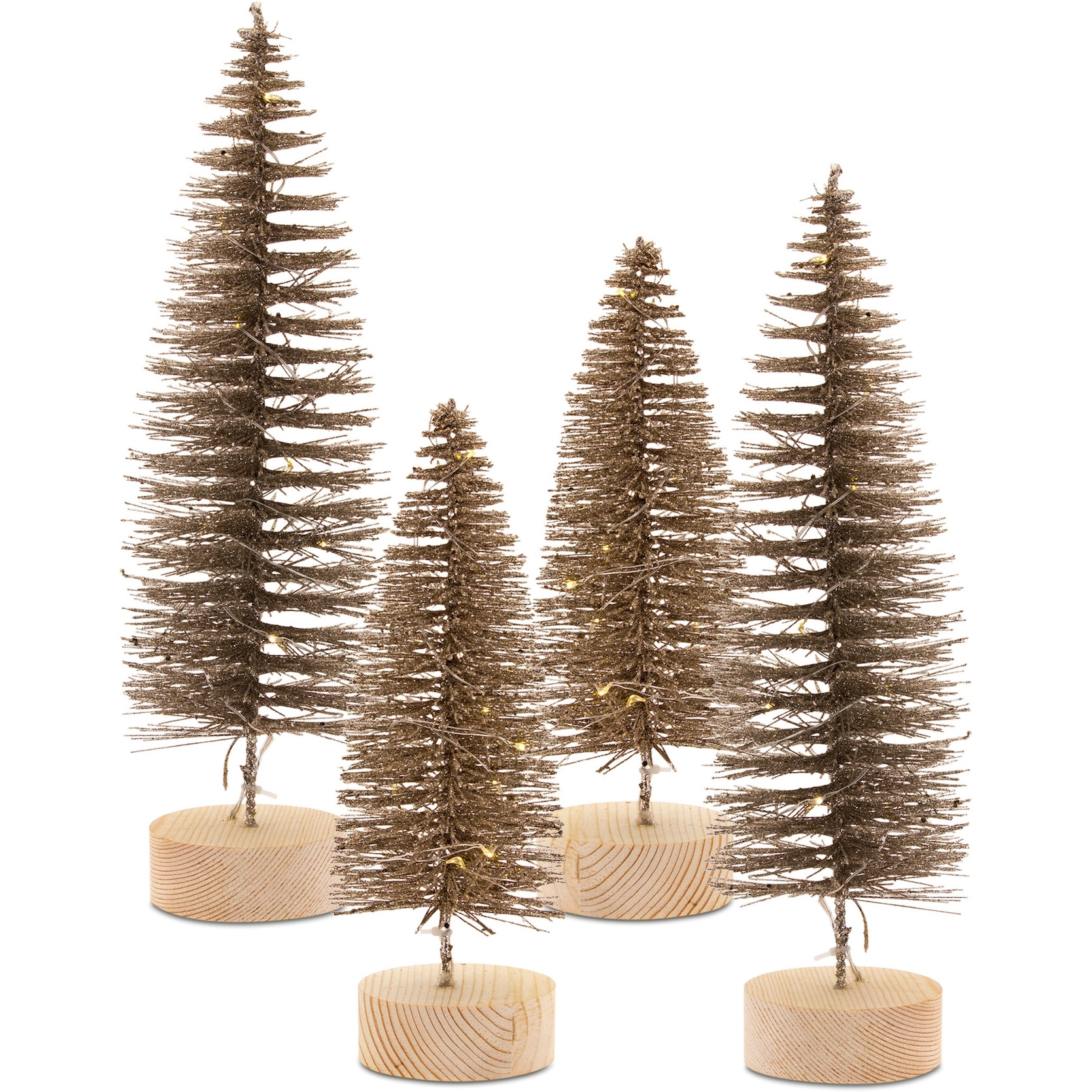 Bottle Brush Tree w/ LED Lights (Set of 4)