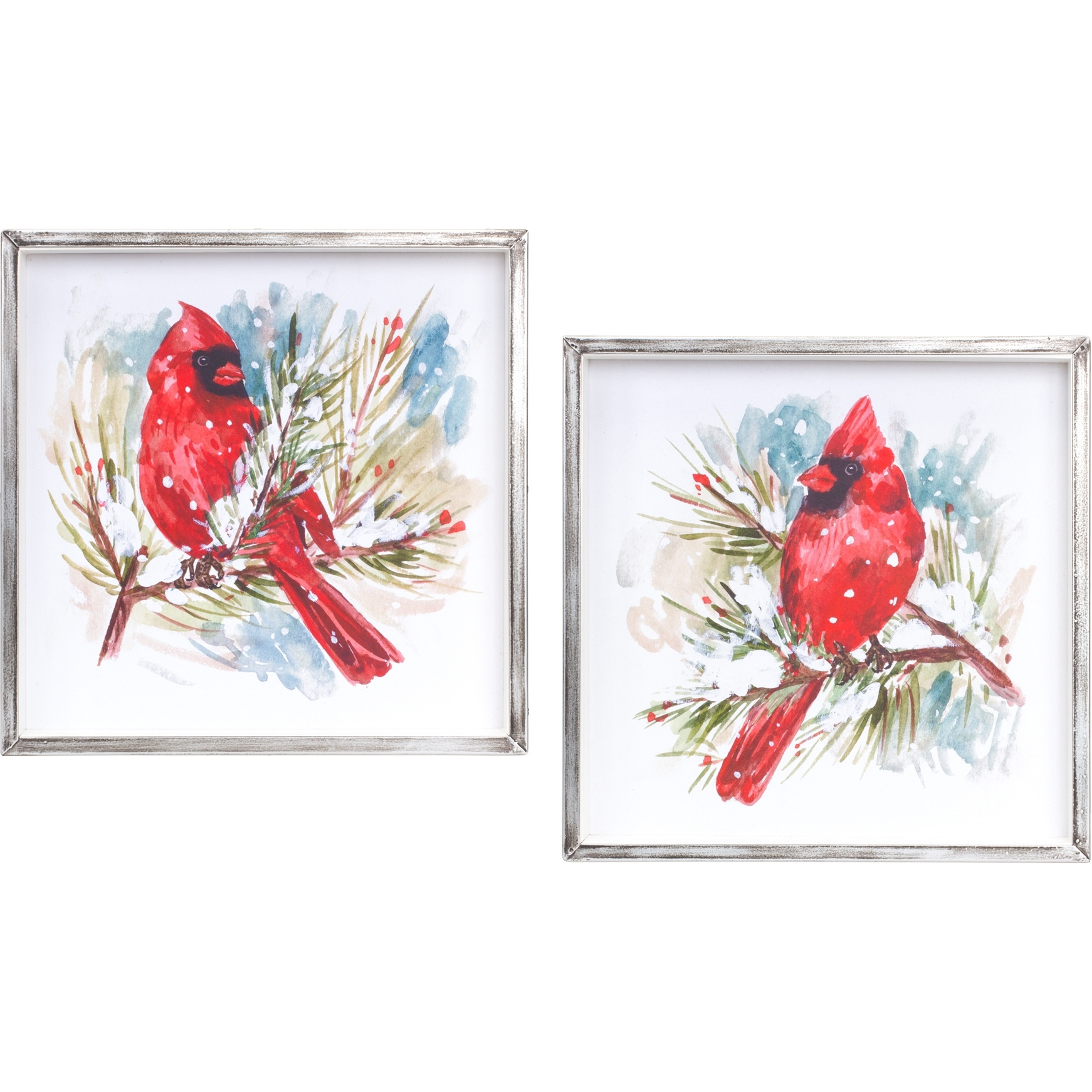 Framed Cardinal Pine Print (Set of 2)