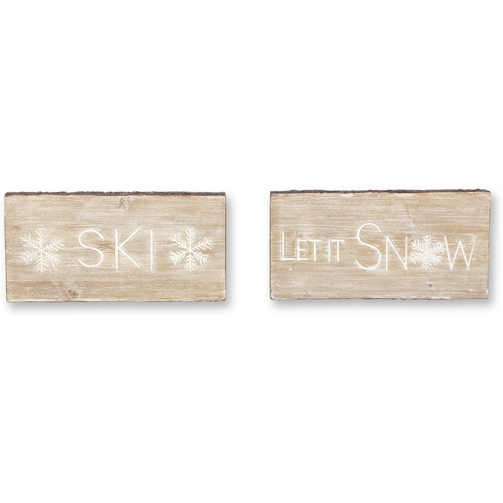 Let It Snow and Ski Plaque (Set of 2)