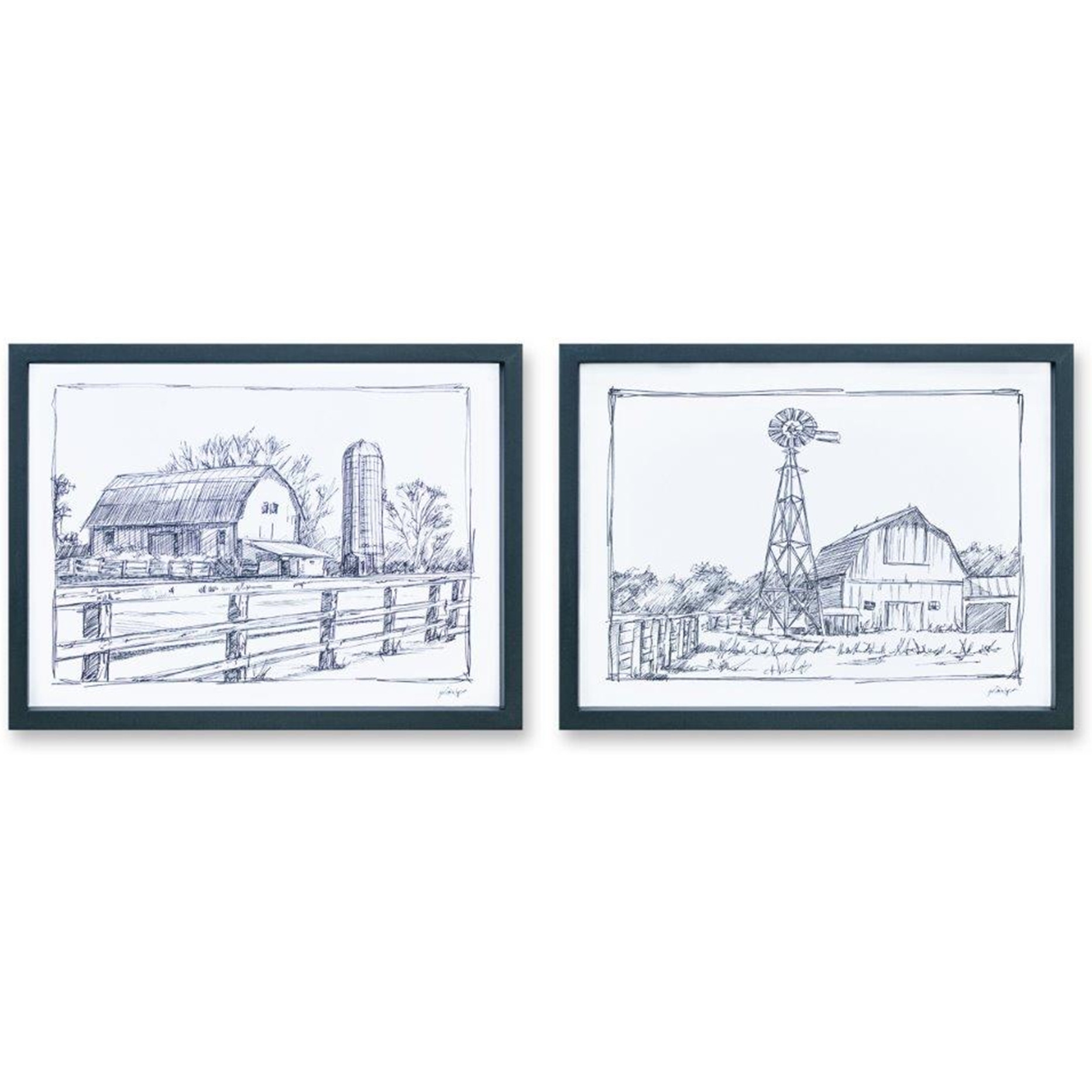 Framed Barn Print (Set of 2)