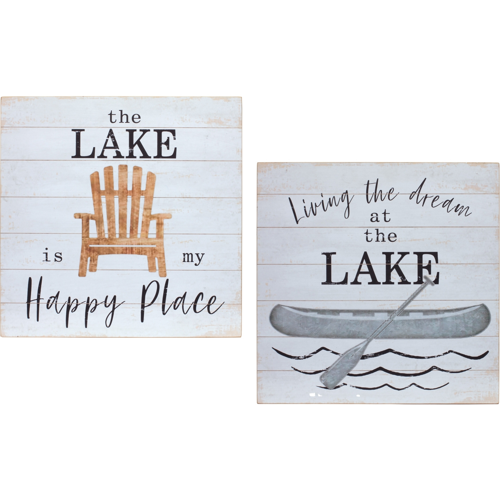 Wooden Lake Sign (Set of 2)
