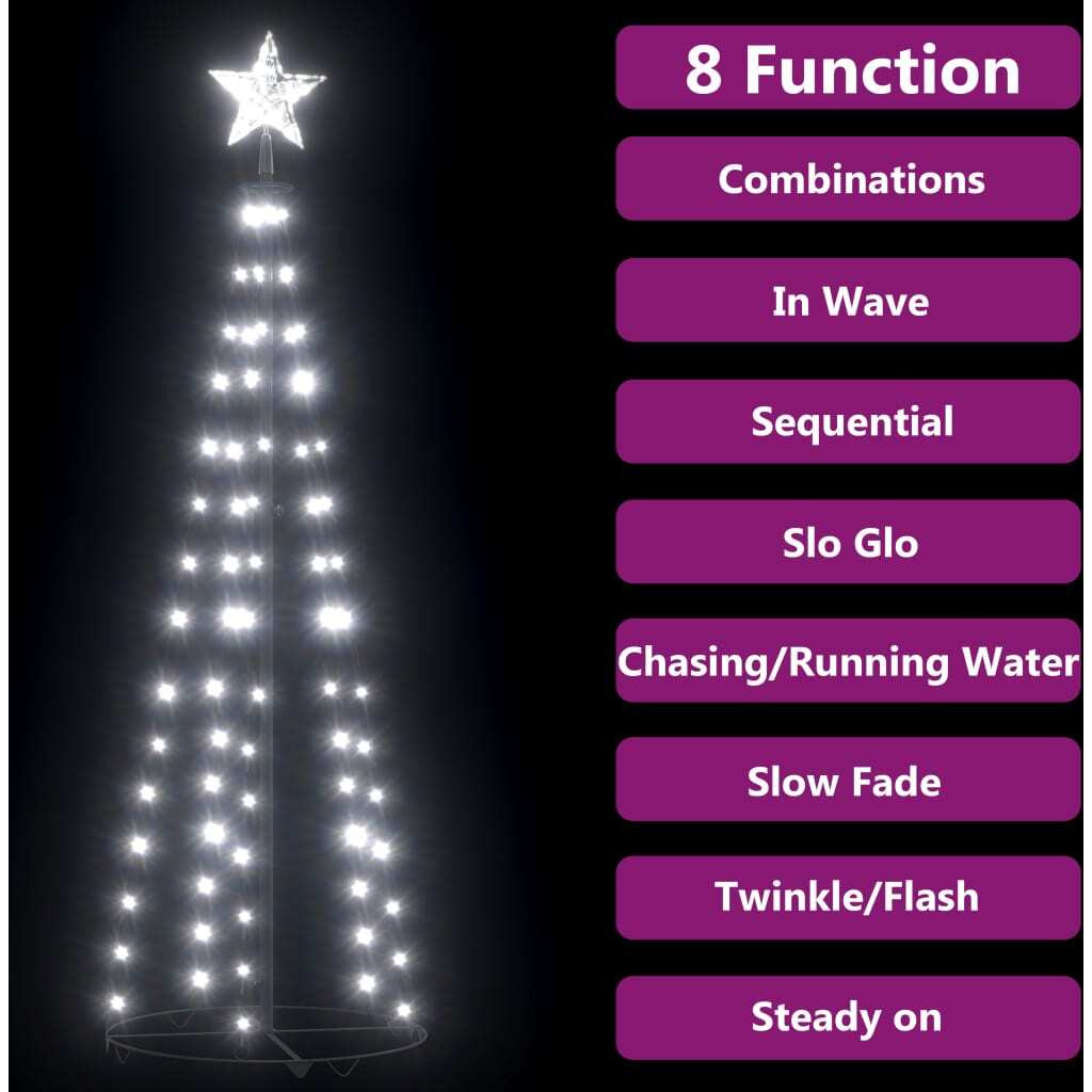 vidaXL Christmas Cone Tree Cold White 84 LEDs 2x5 ft