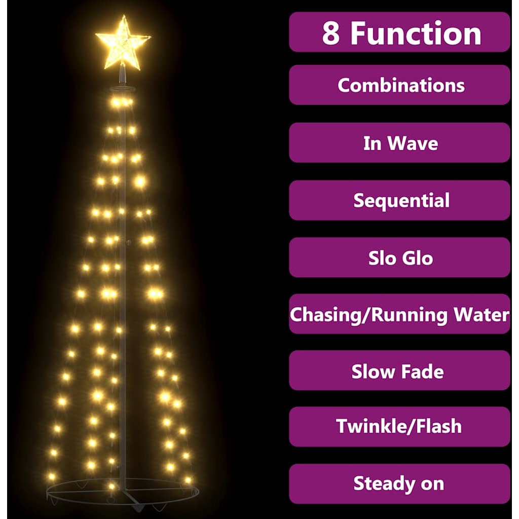 vidaXL Christmas Cone Tree Warm White 84 LEDs 2x5 ft