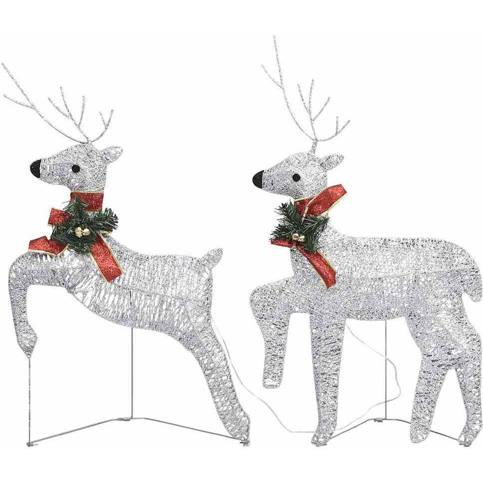 vidaXL Christmas Reindeers 2 pcs Silver 40 LEDs