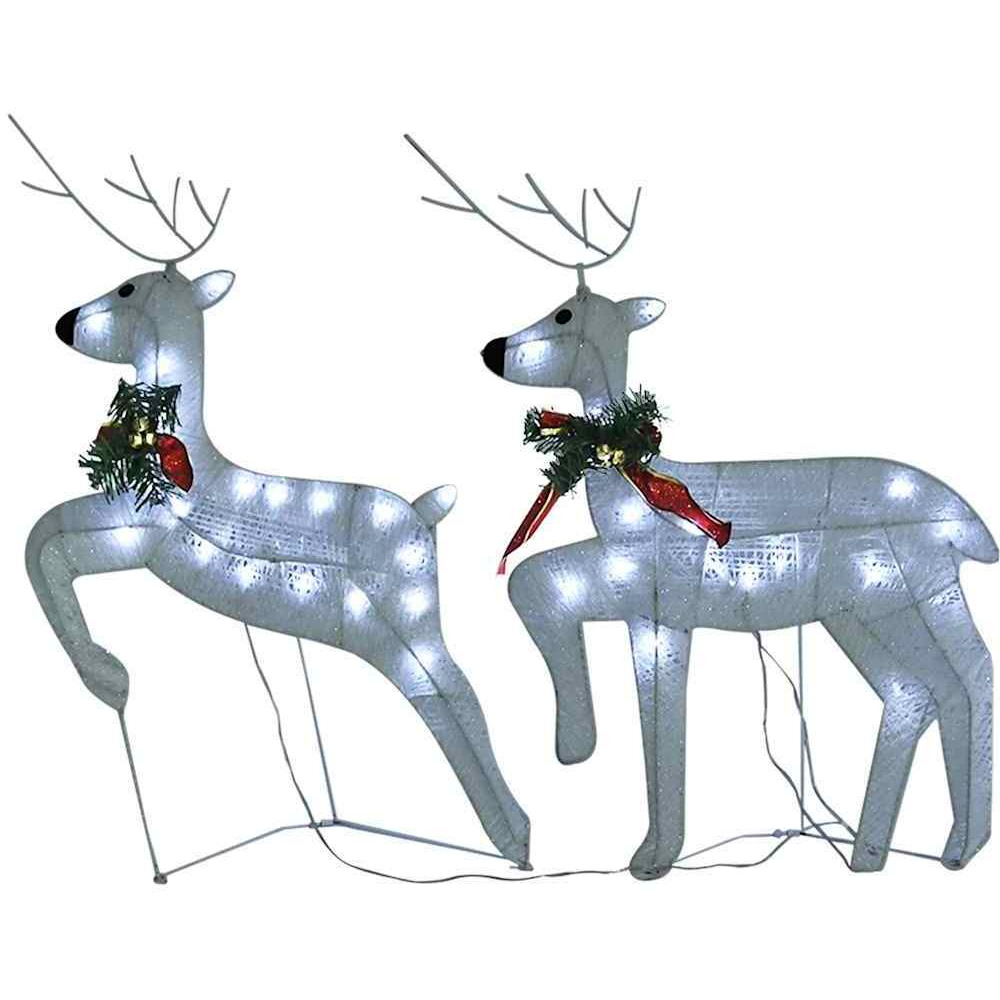 vidaXL Christmas Reindeers 2 pcs White 40 LEDs