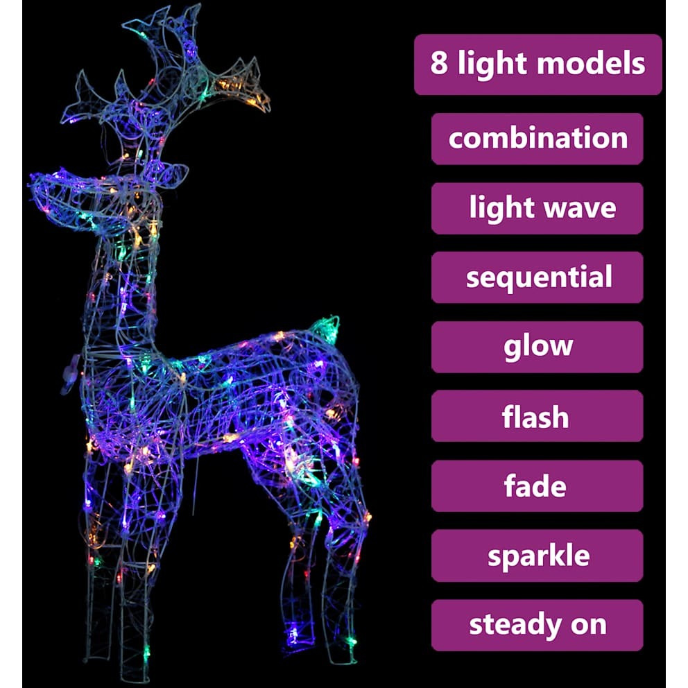 vidaXL Reindeer Christmas Decoration 90 LEDs 2x1x3 ft Acrylic