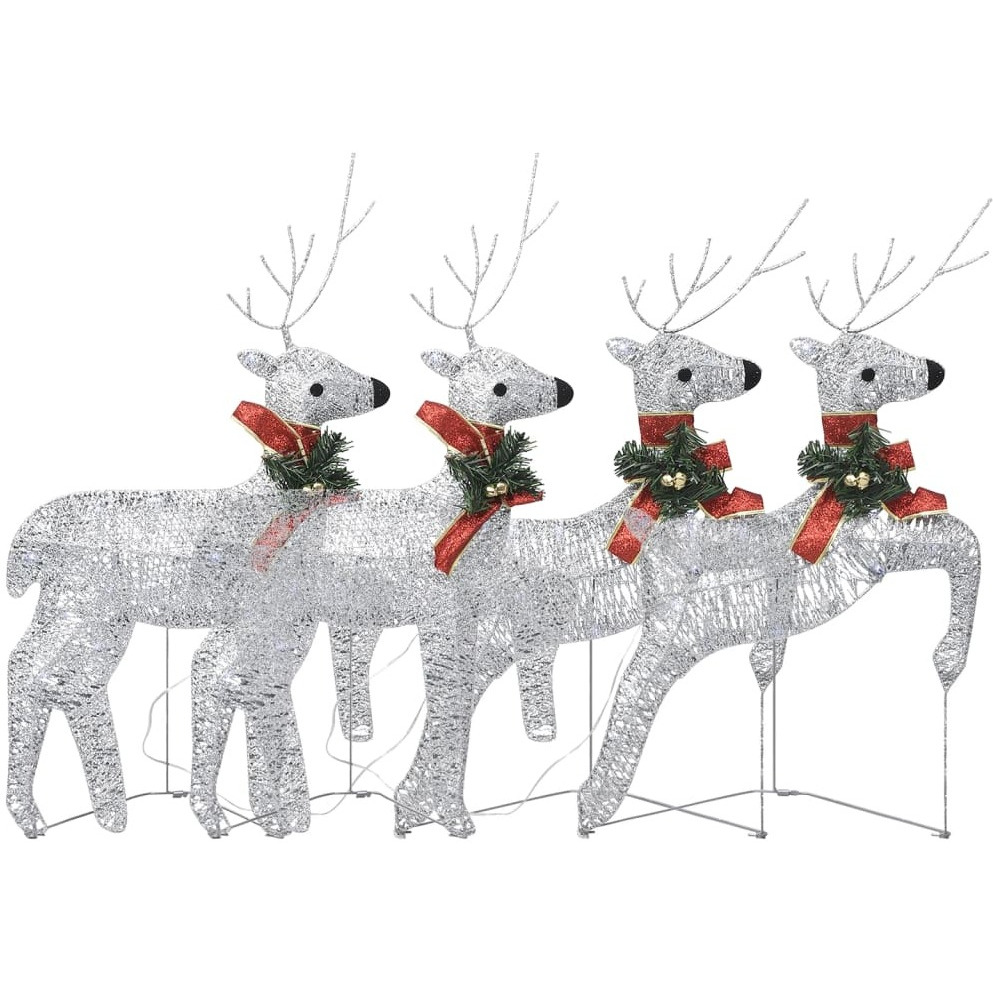 vidaXL Christmas Reindeers 4 pcs Silver 80 LEDs