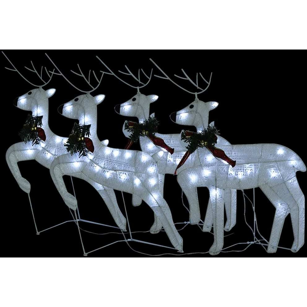 vidaXL Christmas Reindeers 4 pcs White 80 LEDs
