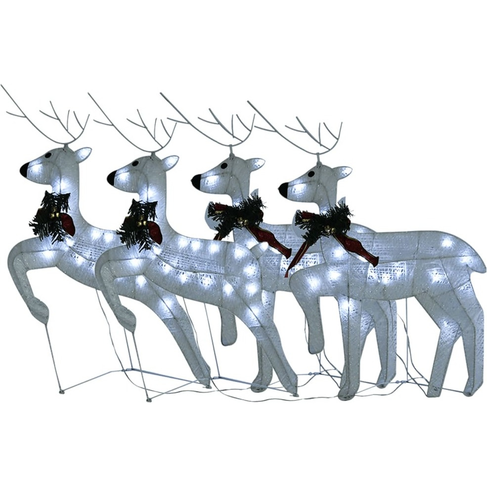 vidaXL Christmas Reindeers 4 pcs White 80 LEDs