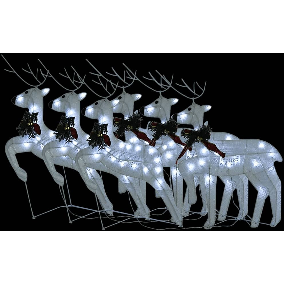 vidaXL Christmas Reindeers 6 pcs White 120 LEDs