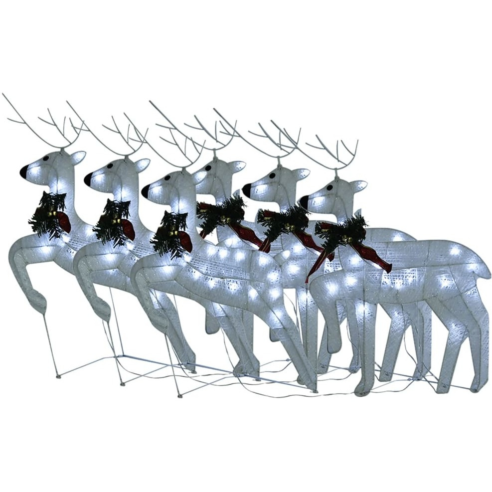 vidaXL Christmas Reindeers 6 pcs White 120 LEDs