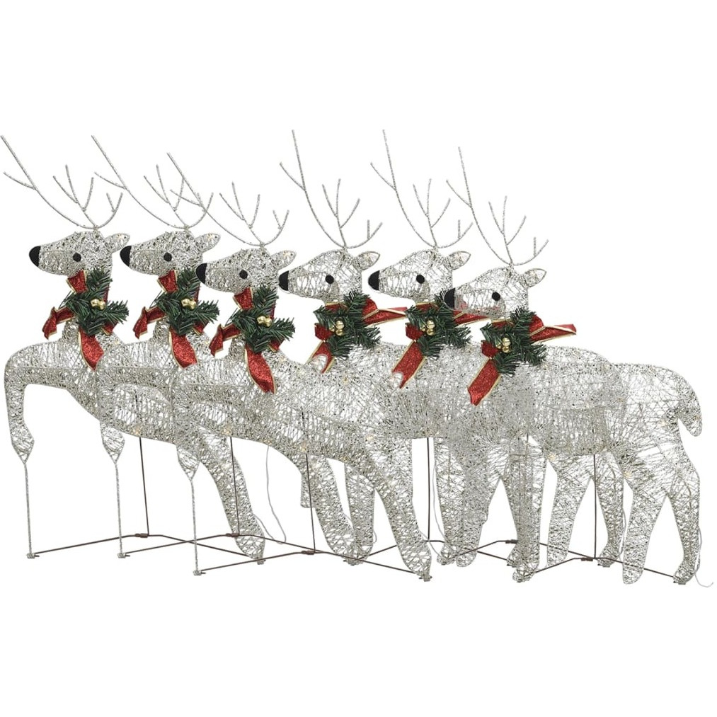 vidaXL Christmas Reindeers 6 pcs Gold 120 LEDs