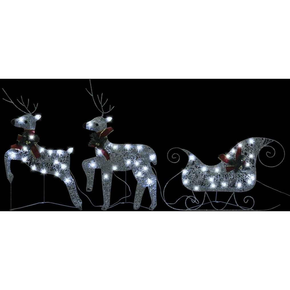 vidaXL Reindeer & Sleigh Christmas Decoration 140 LEDs Outdoor Silver
