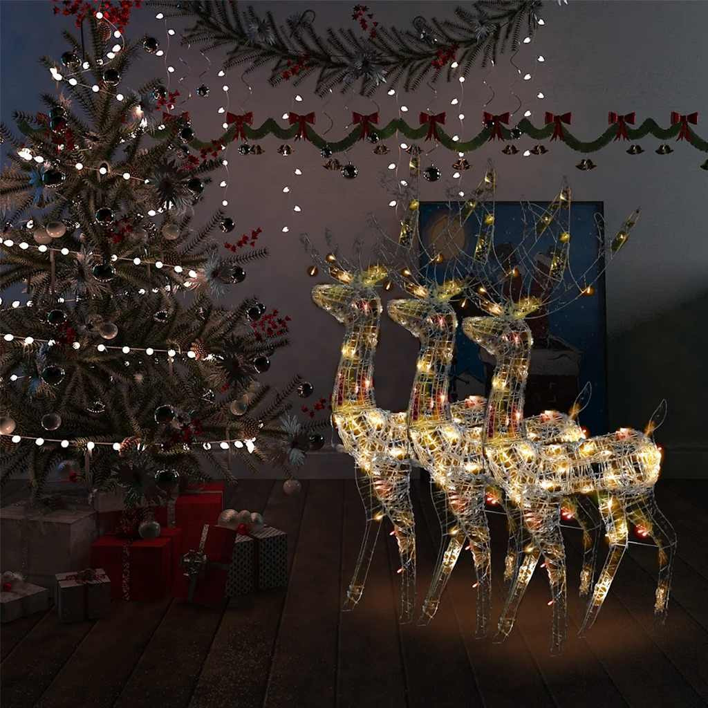 vidaXL Acrylic Reindeer Christmas Decorations 3 pcs 47.2" Multicolor