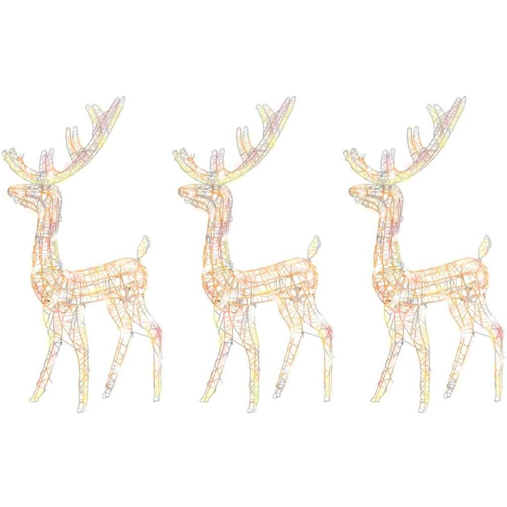 vidaXL Acrylic Reindeer Christmas Decorations 3 pcs 47.2" Multicolor