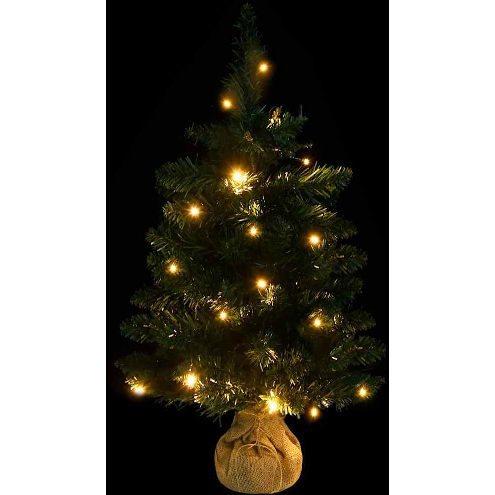 vidaXL Artificial Christmas Tree with Stand and LEDs Green 2 ft PVC
