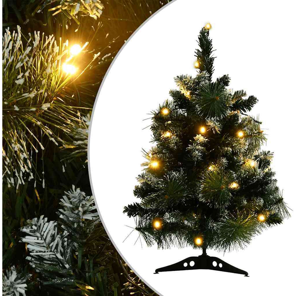 vidaXL Artificial Christmas Tree with Stand and LEDs Green 2 ft PVC