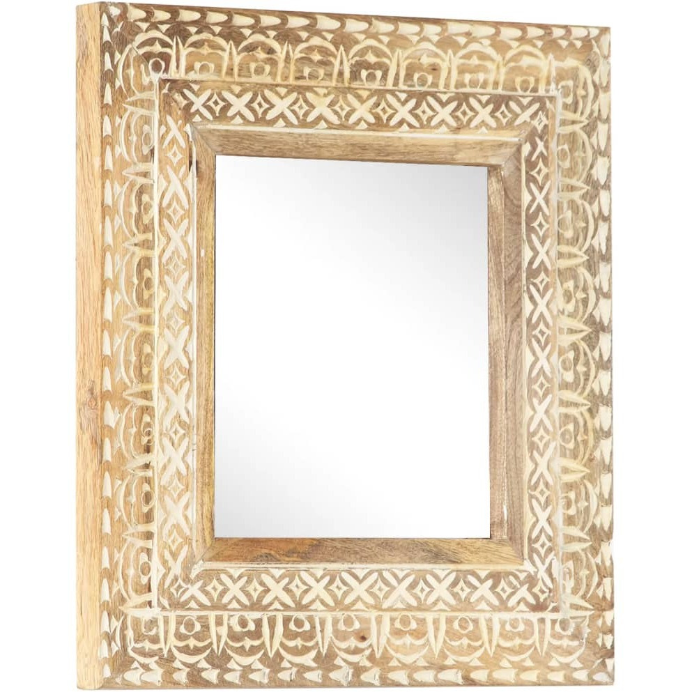 vidaXL Hand-Carved Mirror 19.7&quotx19.7&quotx1" Solid Mango Wood