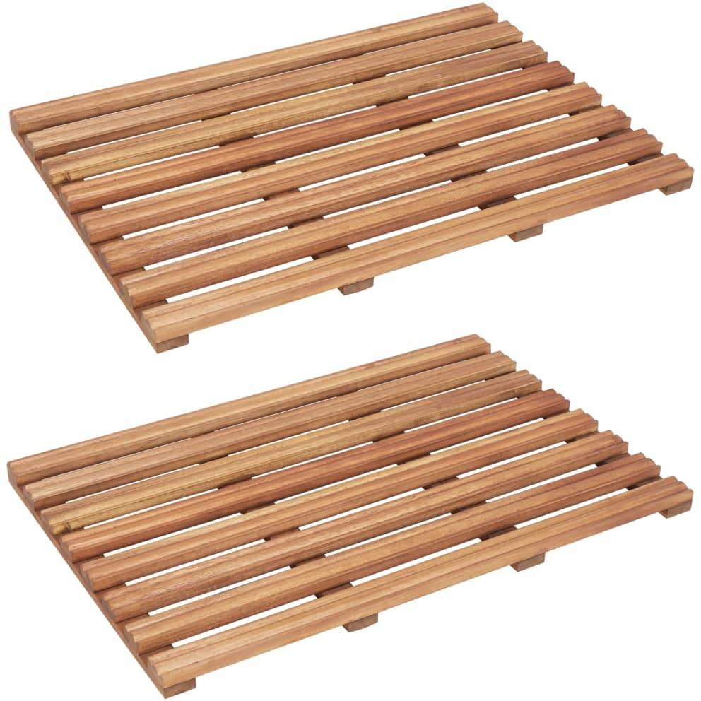 vidaXL Bath Mats 2 pcs Solid Acacia Wood 22&quotx14.6"