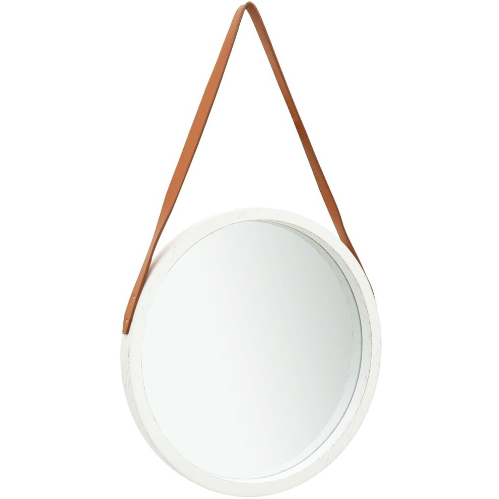 vidaXL Wall Mirror with Strap 16.7" White